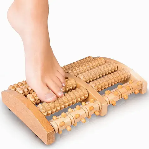 Rodillo De Pies Para Aliviar El EstréS Y Relajar A TravéS De Puntos Gatillos, Rodillo De Masaje De Pies De Madera Para La PrevencióN Y El Alivio De La Dolencia.  