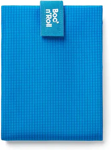 Roll'eat ® | Bolsa Merienda, Porta Bocadillos con Envoltorio Reutilizable, Porta Alimentos Ecológico sin BPA, Bolsa de Tela, Color Azul - Boc'n'Roll Active  