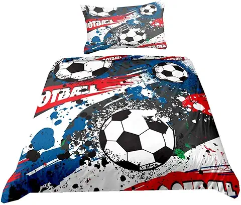 Ropa de Cama 3D Rugby Fútbol Juvenil Niño Chico Niña Azul Verde Negro Blanco Amarillo Funda Nórdica y Funda de Almohada (Estilo 7, 220x240 cm - Cama 150 cm)  