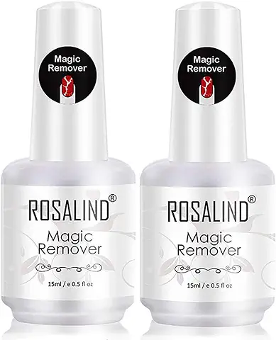 ROSALIND 2PCS Magic Remover Uñas, Eliminar de Forma Rápida y Sencilla Esmaltes Semipermanente Para Uñas, No Lastimar Tus Uñas, Quitaesmalte en gel Profesional de No Irritante 15ml  