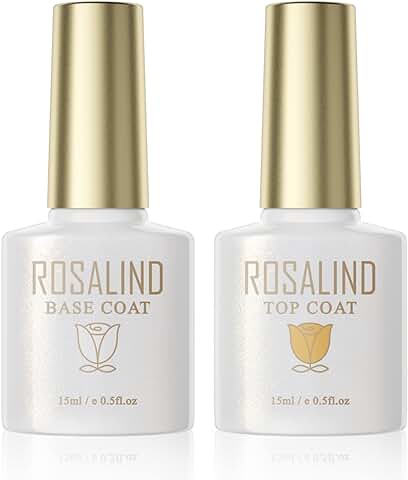 ROSALIND Base Y Top Coat Semipermanente Esmalte De Uñas En Gel UV LED Soak Off Kit De Esmaltes De Uñas 2pcs/ Set 15ml  