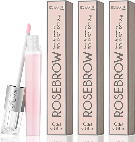 ROSEGOLD ROSEBROW Cura 3 Meses Suero de Crecimiento para Cejas Natural, Cejas Crecientes más Largas y Gruesas – 95% Natural Fabricado en Francia – Sin Hormona sin Perfumes – Vegano  