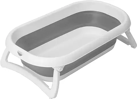 Rotho Babydesign Bañera Plegable Baby Bath 2 Go, Para Bebés A Partir De 0 Meses, 82 X 48,5 X 22 Cm, 20458 0293 01, Gris/Blanco  