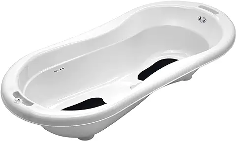 Rotho Babydesign TOP Xtra Gran Bañera, con 2 Alfombrillas Antideslizantes y Tapón, Ideal para 2 Bebés, 0-36 Meses, TOP Xtra, White, 205000001  