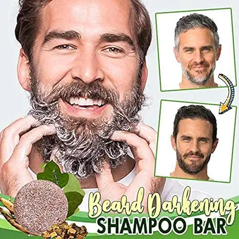 RUSTOO Champú para Oscurecer la Barba, Jabón en Barra para Lavar la Barba, Champú para Oscurecer el Cabello para Hombres, Champú para Oscurecer Natural, para Cabello Seco, Graso y Dañado  