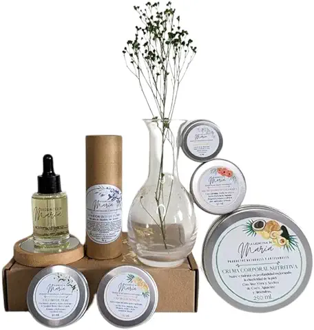 RUTINA COMPLETA DE CUIDADO CORPORAL - Crema Corporal, Aceite Botánico, Crema de Manos, Desodorante, Multibálsamo, Balsamo Labial - 100% Ecologico y Natural  