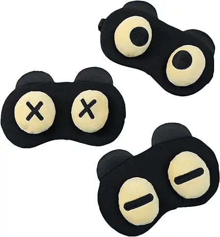 SacJkt 3 Pz Máscara del Sueño Niño, Máscara de Ojos Antifaz para Dormir 3D Dibujos Animados con Ojos para Dormir para Niños Niñas Hombres Mujeres Viajar Hogar Oficina Descansar(Negro)  