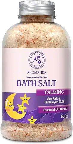 Sales de Baño Calmante 600g con Aceite Esencial de Sándalo & Lavanda & Bergamota - 100% Sales Naturales Marinas - Relajante - Cuidado Corporal - Cuidado Corporal - Aromaterapia
