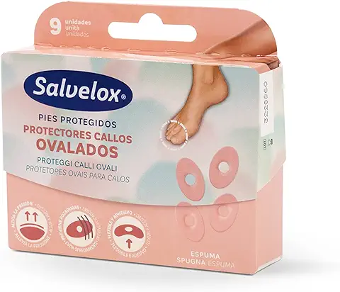 Salvelox ® | Protectores para Callos | Protectores Ovalados para Callos de Espuma para Aliviar Instantáneamente el Dolor de los Callos | 9 Unidades  