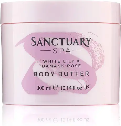 Sanctuary Spa Crema Corporal, Lirio Blanco y Rosa Damasco Hidratante Corporal con Manteca de Karité, Vegano y Libre de Crueldad 300 ml  