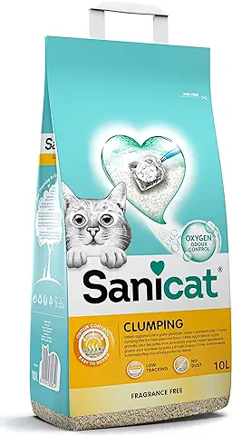 Sanicat - Arena para Gatos Aglomerante Sin Perfume | Hecha de Minerales Naturales con Control de olor Garantizado | Absorbe la Humedad y Facilita la Limpieza | 10 L de Capacidad  