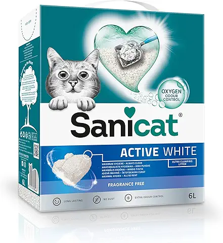 Sanicat - Arena para Gatos Aglomerante Sin Perfume, Hecha de Minerales Naturales con Control de olor Garantizado, Absorbe la Humedad y Facilita la Limpieza, 6L de Capacidad  