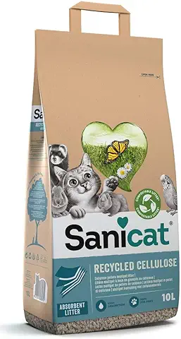 Sanicat - Lecho Absorbente Multipet de Celulosa Reciclada | Absorción Superior y Control de Olores | Producto Ecológico y Biodegradable | 10L de Capacidad  