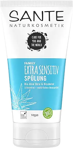 Sante Naturkosmetik Acondicionador extra sensible, de aloe vera y bisabolol, hidratación intensa para cabello seco, acondicionador natural para cabello fino, sin silicona, vegano, 150 ml