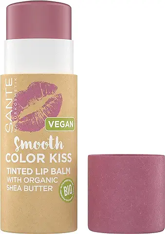 SANTE Naturkosmetik Smooth Color Kiss 02 Soft Berry - Bálsamo de Labios Vegano con Aceites Orgánicos, Manteca de Cacao y Manteca de Karité Orgánica, Cuidado Intensivo, Embalaje Sostenible, 7 g  