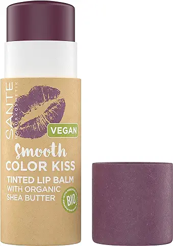 SANTE Naturkosmetik Smooth Color Kiss 03 Soft Plum, Lápiz Labial Vegano con Aceites Orgánicos, Manteca de Cacao y Manteca de Karité Orgánica, para un Cuidado Intensivo, Embalaje Sostenible, 7 g  