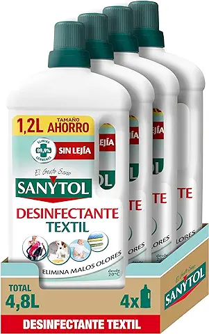 Sanytol – Desinfectante Textil, Elimina Gérmenes y Malos Olores de la Ropa Sin Lejía, 1.2L , 4 Unidad ( Paquete de 1)  