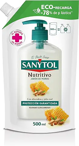 Sanytol - Eco Recarga Jabón de Manos Nutritivo, Con Ingredientes Naturales, Hidrata y Repara, Protección Total Contra Agentes Externos, Envase de Alta Resistencia, Clínicamente Testado - 500 ml  
