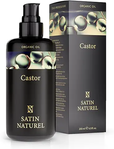 Satin Naturel Aceite de Ricino 100% Puro ORGÁNICO 200 ml - Prensado en Frío y Vegano - Crecimiento Cabello, Pestañas, Cejas, Uñas y Barba + Tratamiento Hidratante Cabello y Piel - Aceite Pelo  