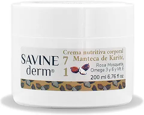 SAVINE DERM CREMA CORPORAL MANTECA DE KARITÉ 100% PURA - Crema Hidratante para Pieles Secas /Previene Estrías /Hidratación Intensa/ Aporta Elasticidad y Suavidad a la Piel/ Manteca de Karité 200 mL  