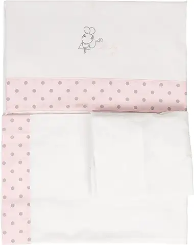 Sábana 100% Algodón Bebé, Hipoalergénica, Transpirable y Ecológica. Tacto Suave. 3 Piezas (sábana, Bajera con Gomas Ajustables y Almohada). 100% Fabricación España. (Ratita Presumida, Cuna 60x120)  