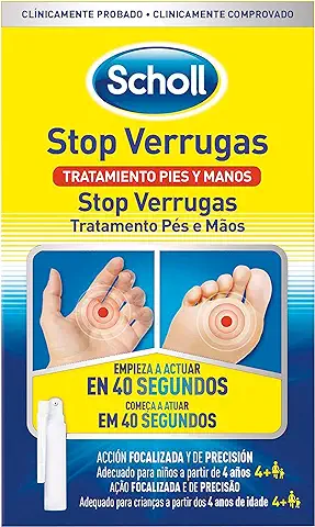 Scholl Tratamientos para Pies, Stop Verrugas, Elimina las Verrugas y Proporciona Resultados Visibles en 1 Semana, 80ml  