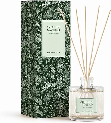 SEAL AROMAS - Mikado Christmas [ Árbol de Navidad ] Aroma de Navidad Natural 100ml | Difusor de Aroma con 5 Palos de Bambú, para Cuartos - Hogares - Oficinas - Restaurantes - Boutique - Ducha - Casa.  