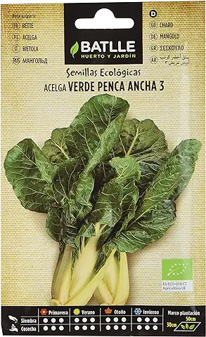 Semillas Batlle Semillas Ecológicas - Acelga Verde Suiza m. Costillas Blancas 3 (60 Semillas - Orgánicas)  