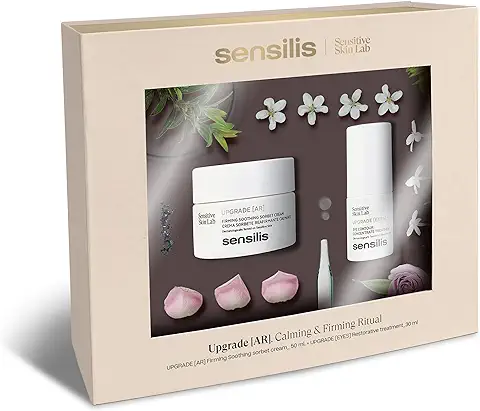 Sensilis Upgrade - Pack Crema AR Antiarrugas y Antirojeces con Gingko Biloba 50 Ml + Contorno de Ojos Reafirmante con Cafeína para Pieles Sensibles 15 Ml  