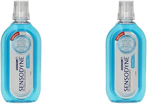 Sensodyne Enjuague Bucal Cool Mint, Para Dientes Sensibles, Protección Duradera Sin Alcohol, Alivio Clínicamente Probado, 500 ml (Paquete de 2)  