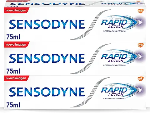 Sensodyne Rapid Action Pasta de Dientes Con Flúor Para Dientes Sensibles, Alivio Rápido del Dolor de la Sensibilidad Dental, Pack 3x75 ml  