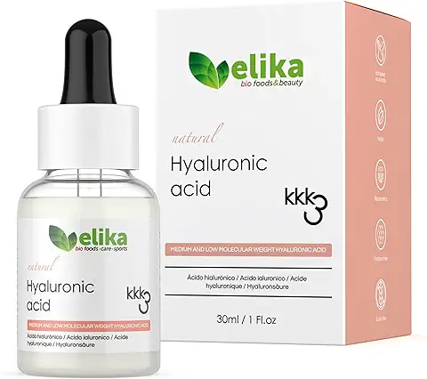 Serum Acido Hialuronico Puro 100% | Triple Efecto Antimanchas, Antiarrugas y Antiedad | Serum Facial Orgánico con Propiedades Ultrahidratantes y Reparadoras | Koko - Elika Foods 30ml  