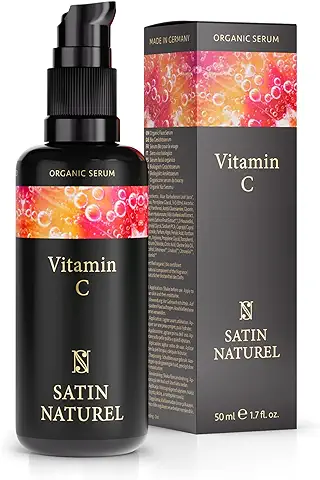 Serum de Vitamina C 50 ml - ORGANICO y Vegano - Antiedad, Antiarrugas y Antimanchas - Contorno de Ojos y Piel Firme, Radiante y Suave - Doble Complejo de Vitamina C, E, Aloe Vera - Satin Naturel  