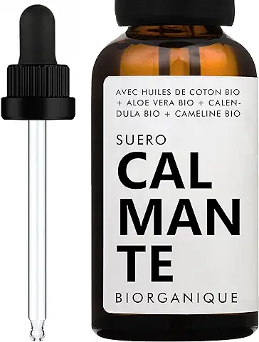 Serum Facial NOCTURNO - CALMANTE | 100% Natural | Con Aceites de Algodón ORGÁNICO + Caléndula ORGÁNICA + Aloe vera ORGÁNICO + Jojoba ORGÁNICA + Bisabolol ORGÁNICO | Calma + Protege + Nutre. | 30ml |  