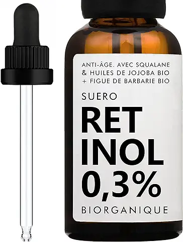Serum Facial RETINOL | ANTI-EDAD + ANTI-IMPERFECCIONES | Con Aceite de higo Chumbo + Aceite de Jojoba ORGÁNICO | Antiarrugas/Arrugas Finas | 30ml | 5 Ingredientes Esenciales  