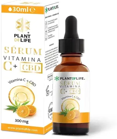 Serum Facial VITAMINA C, E y Aceite de Cañamo CBD | VEGANO-Bio Serum | Iluminador, Hidratante, Antiarrugas y Antimanchas para la Cara. Crema Facial Mujer, Regenera y Repara la Piel.  