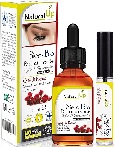 Serum Pestañas Crecimiento con Aceite de Ricino, Aceite de Argán, Aceite de Jojoba y Vitamina E | Fórmula Exclusiva Pestañas y Cejas | Confección Abundante de 30ml | Made in Italy  