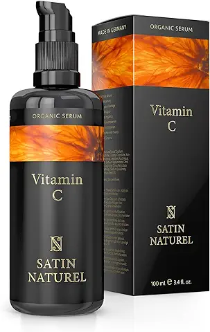 Serum Vitamina C & E + Acido Hialuronico 100 ml - ORGANICO y Vegano - Crema Antimanchas Facial + Crema Antiarrugas Mujer - Contorno de Ojos y Cara - Piel Firme Radiante y Suave - Satin Naturel  