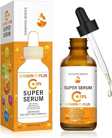 Serum Vitamina C para Facial 20% Vitamina C con Acido Hialuronico para Suero Hidratante, Antiarrugas y Antimanchas para la Cara Suero Anti edad para Rostro, Cuello y Contorno de Ojos (30ml)  