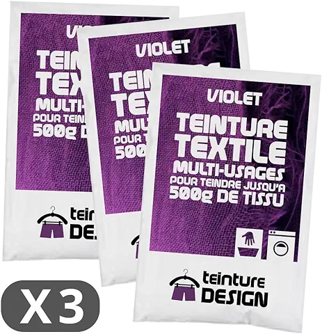 Set de 3 Bolsas de Tinte Textil – Morado – Universal para ropa y Telas Naturales  