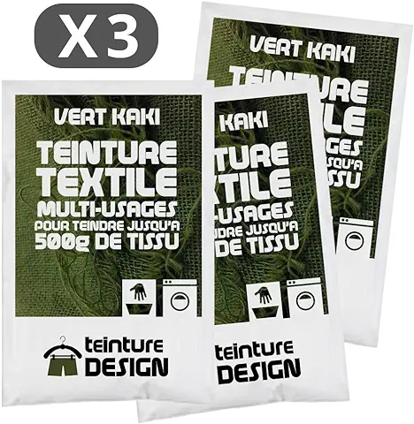 Set de 3 bolsas de Tinte Textil – Caqui – universal para ropa y Telas Naturales  