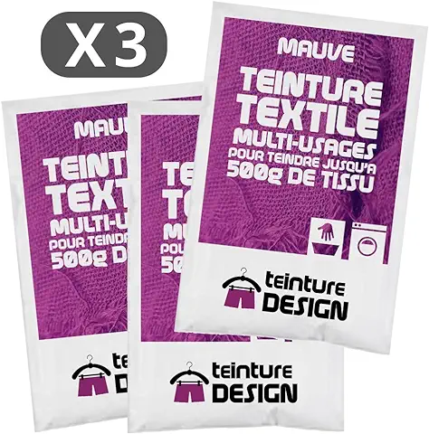 Set de 3 bolsas de Tinte Textil – Malva – Tintes Universales para ropa y Tejidos Naturales  