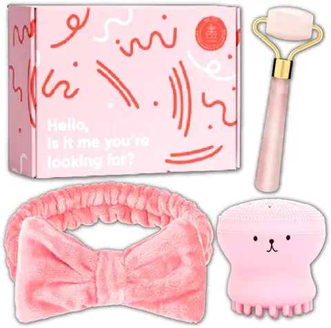 Set Rodillo Facial Jade Gua Sha - Cepillo Facial - Diadema , caja Regalo para Mujer y Amigas , set de Belleza - kit de Belleza  