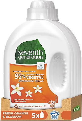 Seventh Generation Detergente Líquido Fresh Orange & Blossom 2L 40 Lavados - Pack de 5  