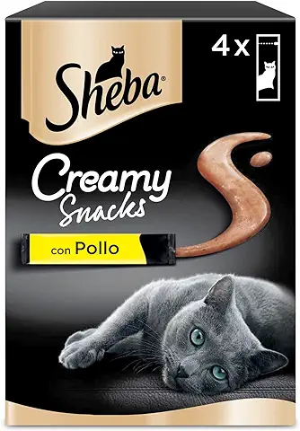 Sheba Creamy Snacks Pollo, Snacks Cremosos para Gatos, 11 Paquetes de 4 Aperitivos Cada uno (Total 44 Aperitivos)  