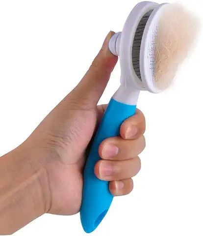 ShipeeKin Cepillo de Limpieza para Perros/gatos, Peine Desenredante para Perros y Gatos de pelo Largo con Botón de Limpieza Contra el pelo Anudado para Mascotas con pelo Medio y Largo  