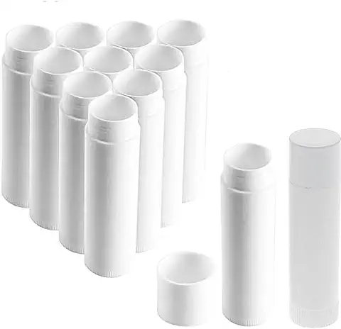 SHJOEE 66Pcs Barra de Labios Vacía Tubos Vacíos de Lápiz Labial Cosmética DIY Lipstick Bálsamo Labial Casero Tubos de Bálsamo para Labios Bálsamo Labial Casero Rellenable con Tapas 5g (Blanco)  
