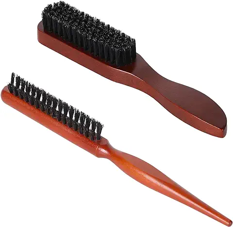Shockassist 2 Cepillos de Cerdas de Jabalí - Cerdas Suaves Naturales - Grandes y Pequeñas - Peinado y Peinado de Barba  