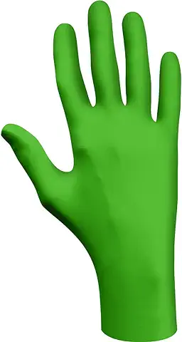 SHOWA 6110PF, Revestimiento de Biodegradable, Nitrilo, Desechables, Verde, 8/M