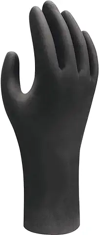 SHOWA 6112PF Biodegradable, 100% Nitrilo, Guante Desechable Libre de Polvo, 240 mm de Largo, 0,10 mm de Grosor, Negro, XL  